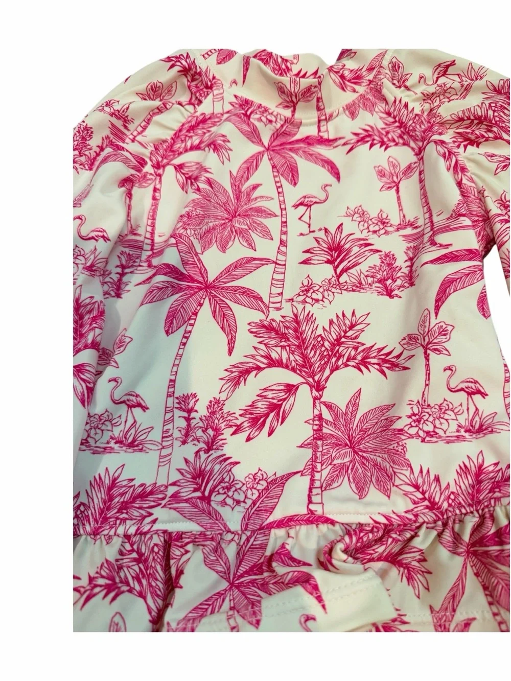 Janie and Jack Pink Tropical Long-Sleeve Rashguard Swim Set